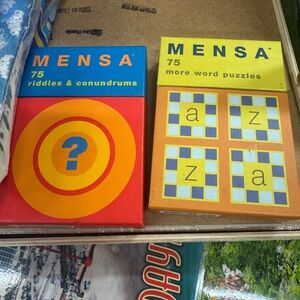 MENSA 75 Riddles & Conundrums 75 More Word Puzzles Lot of 2